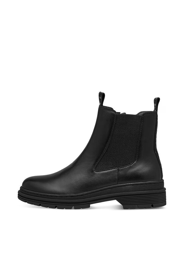 Tamaris Ghete Chelsea de piele - Negru