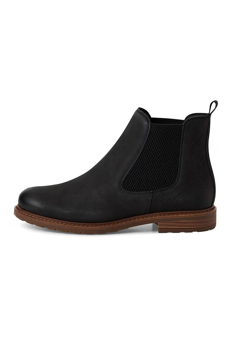 Tamaris Ghete Chelsea de piele - Negru/Caramel