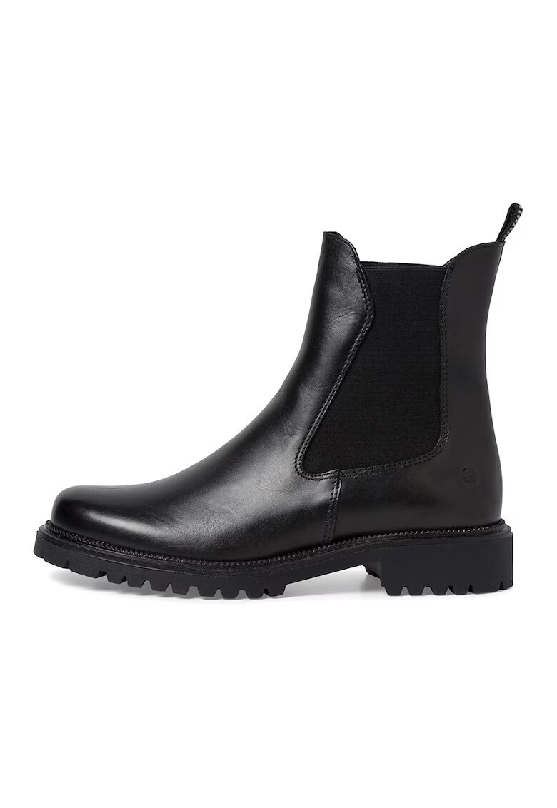 Tamaris Ghete Chelsea din piele - Negru