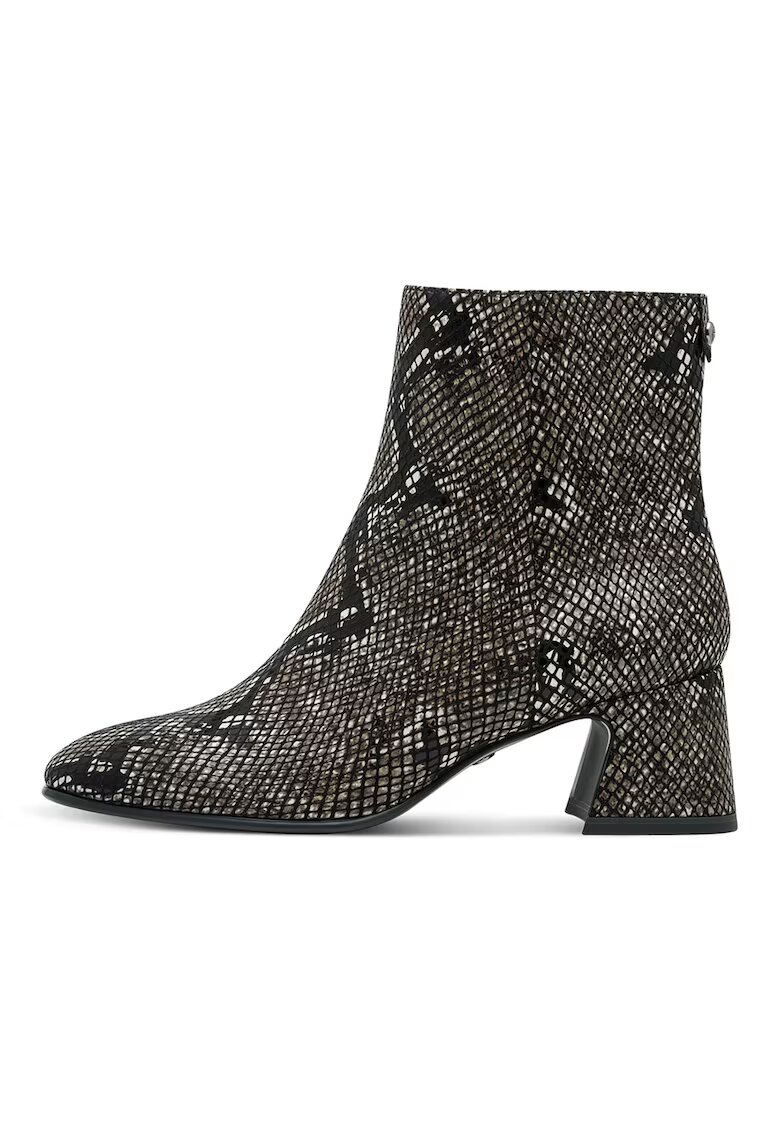 Tamaris Ghete cu model piele de sarpe si toc masiv - Negru/Maro taupe