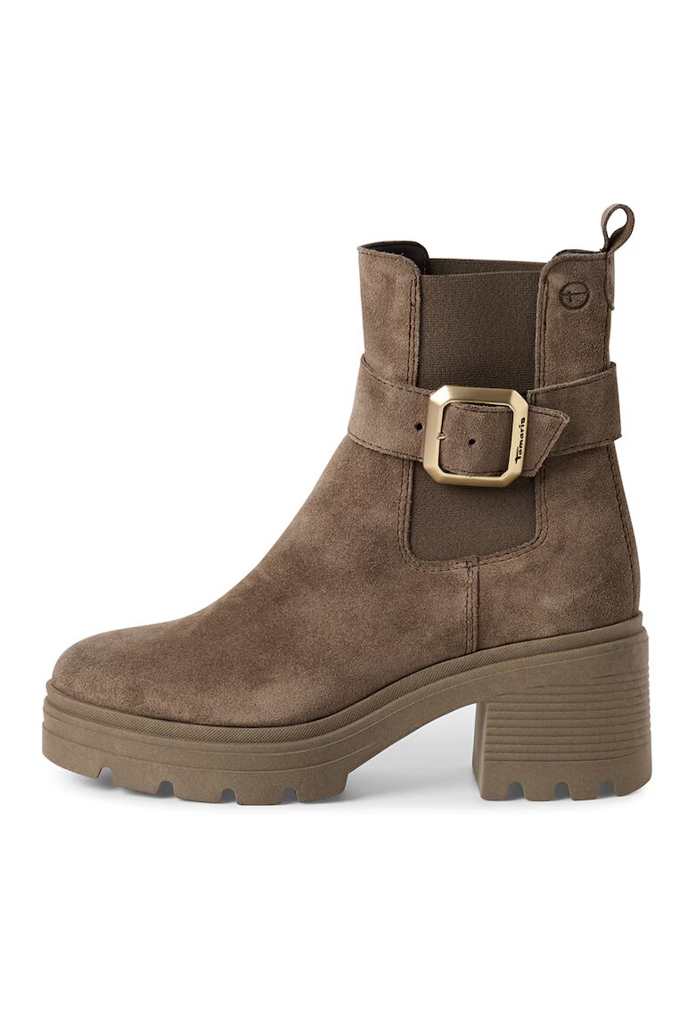 Tamaris Ghete de piele cu catarama - Maro taupe