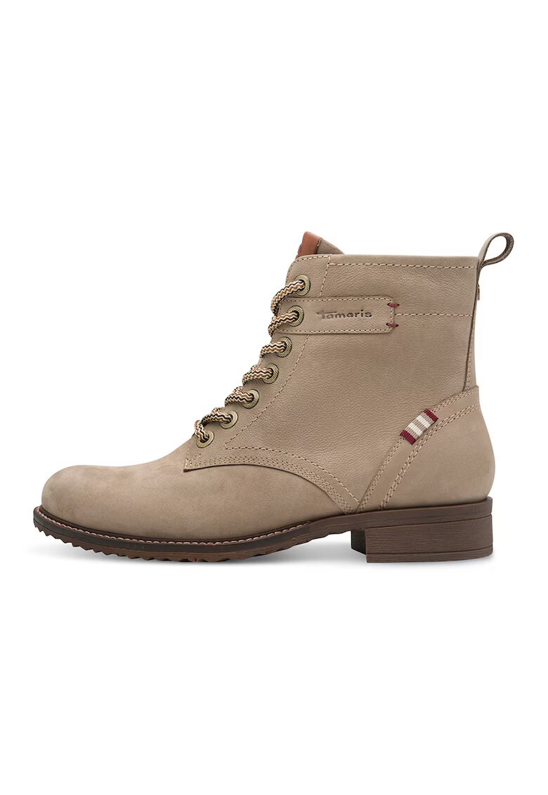 Tamaris Ghete de piele cu garnituri textile - Maro taupe deschis