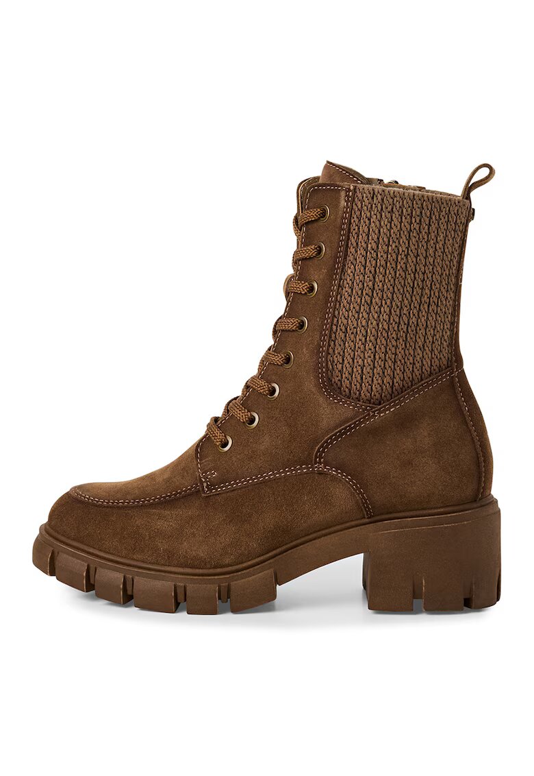 Tamaris Ghete de piele intoarsa cu segment tricotat - Caramel