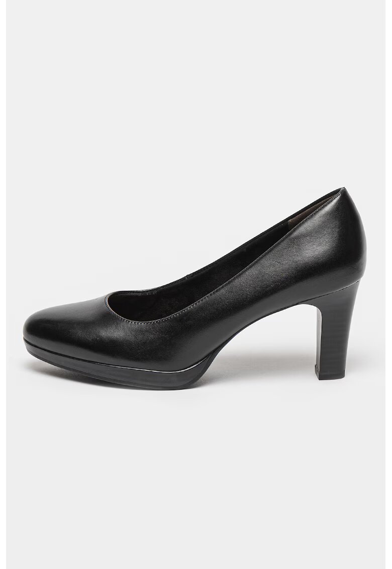 Tamaris Pantofi de piele cu toc masiv23 - Negru