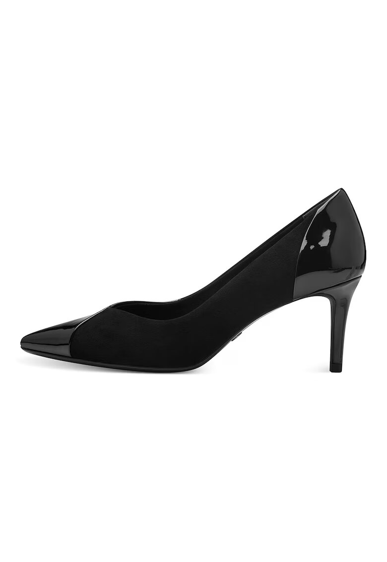 Tamaris Pantofi de piele si material textil cu varf ascutit - Negru