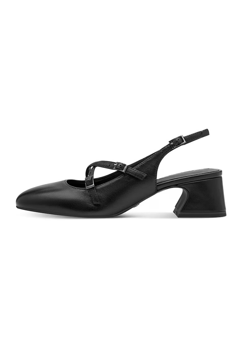 Tamaris Pantofi din piele cu varf patrat - Negru