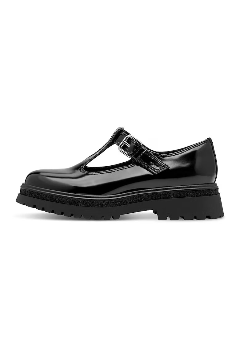 Tamaris Pantofi din piele lacuita cu bareta in T - Negru
