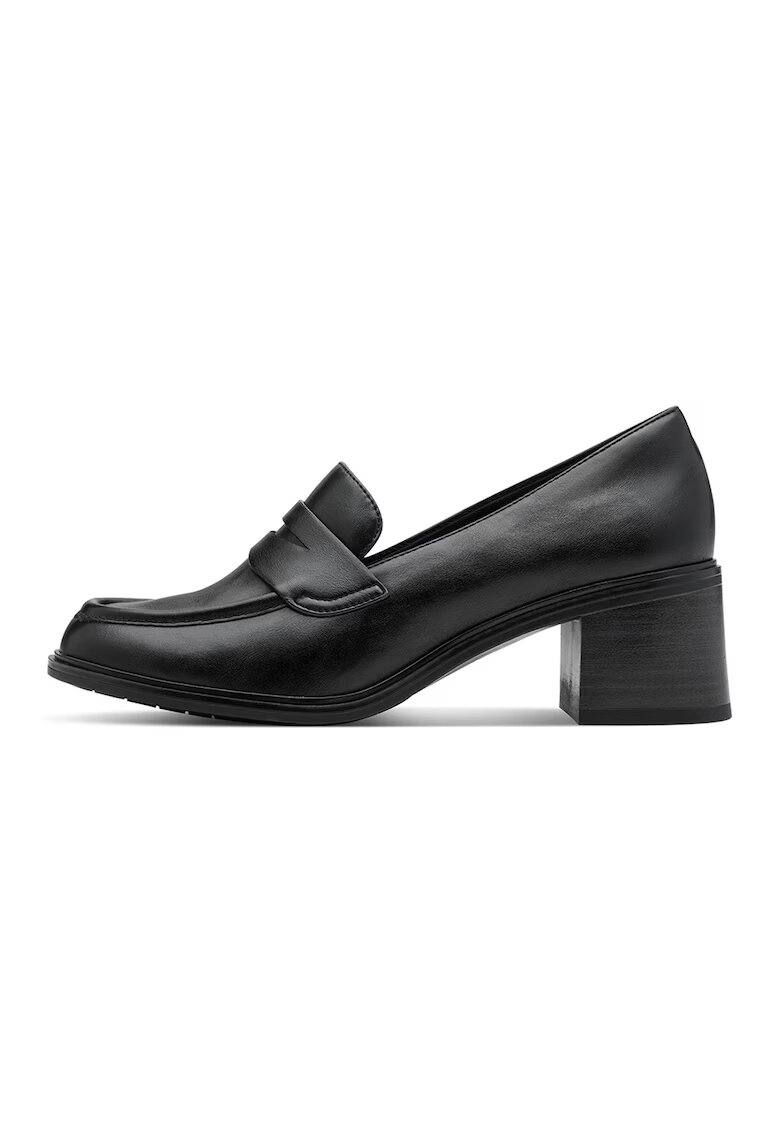 Tamaris Pantofi loafer de piele ecologica cu toc - Negru