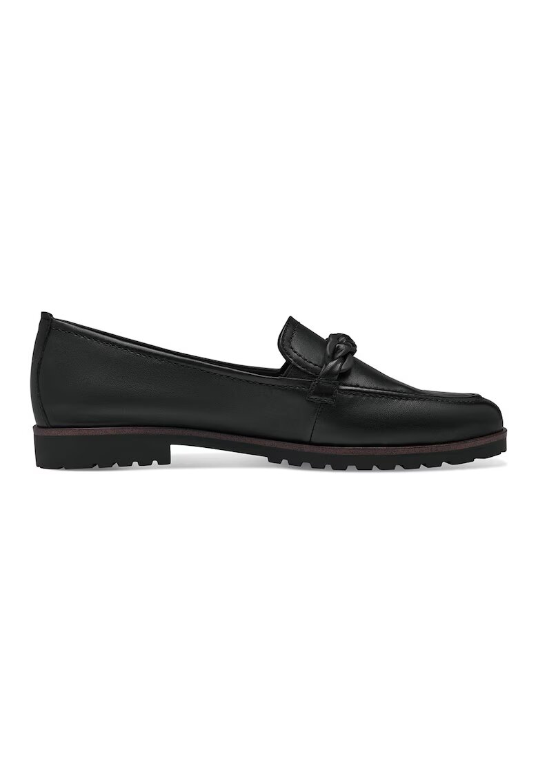 Tamaris Pantofi loafer din piele cu bareta cu aspect impletit - Negru