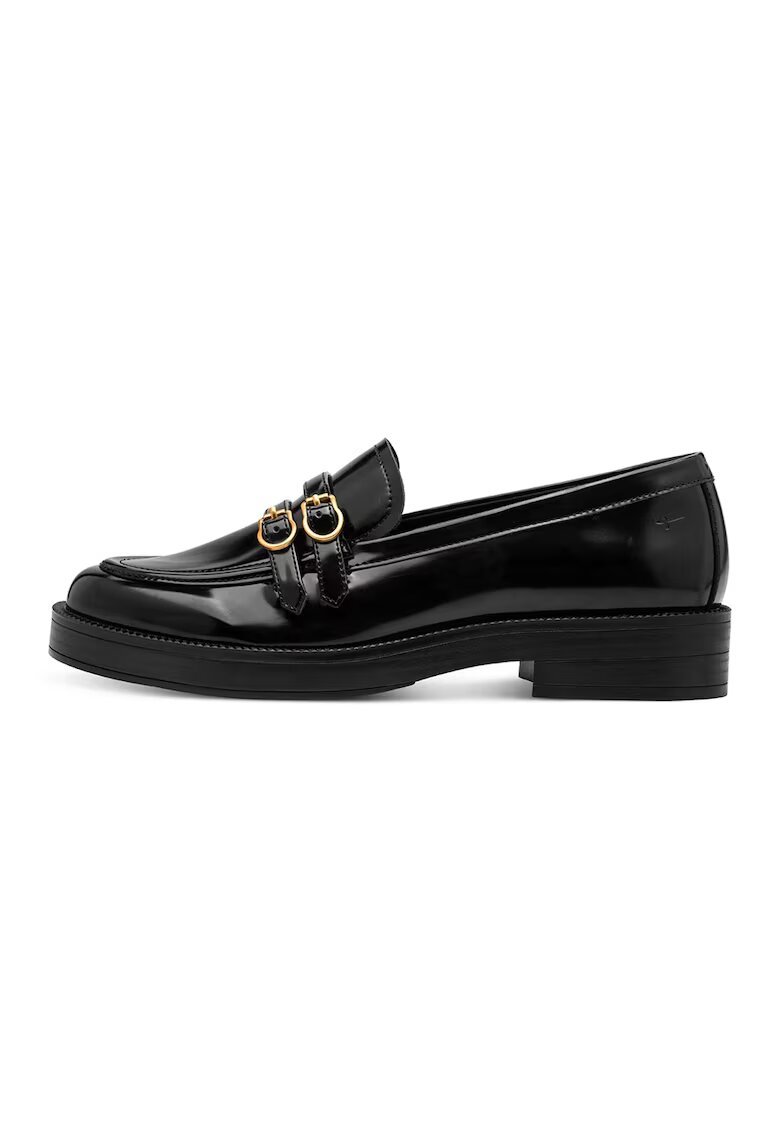 Tamaris Pantofi loafer din piele lacuita cu detalii metalice - Negru