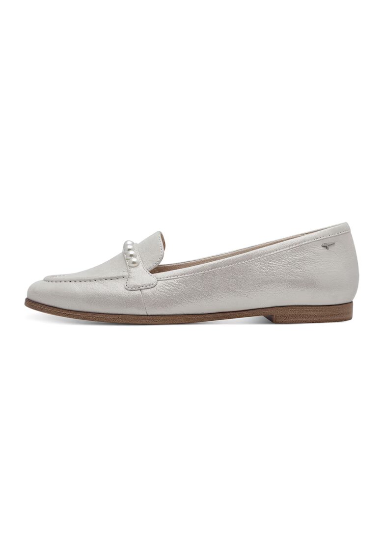 Tamaris Pantofi loafer uni de piele - Argintiu