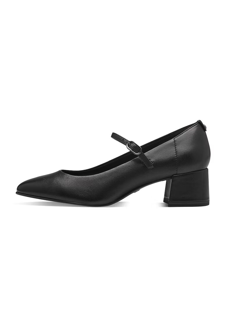 Tamaris Pantofi Mary Jane de piele cu toc masiv - Negru