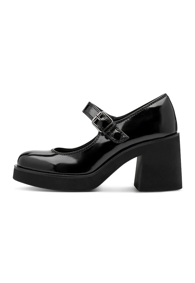 Tamaris Pantofi Mary Jane din piele ecologica cu aspect masiv - Negru
