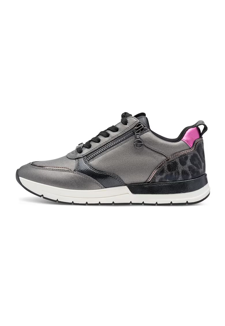 Tamaris Pantofi sport cu garnituri din piele ecologica si material textil - Gri deschis/Albastru inchis/Argintiu
