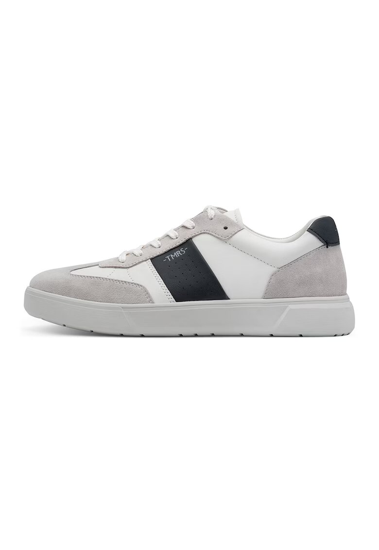 Tamaris Pantofi sport cu insertii din piele intoarsa - Gri deschis/Negru stins/Alb murdar