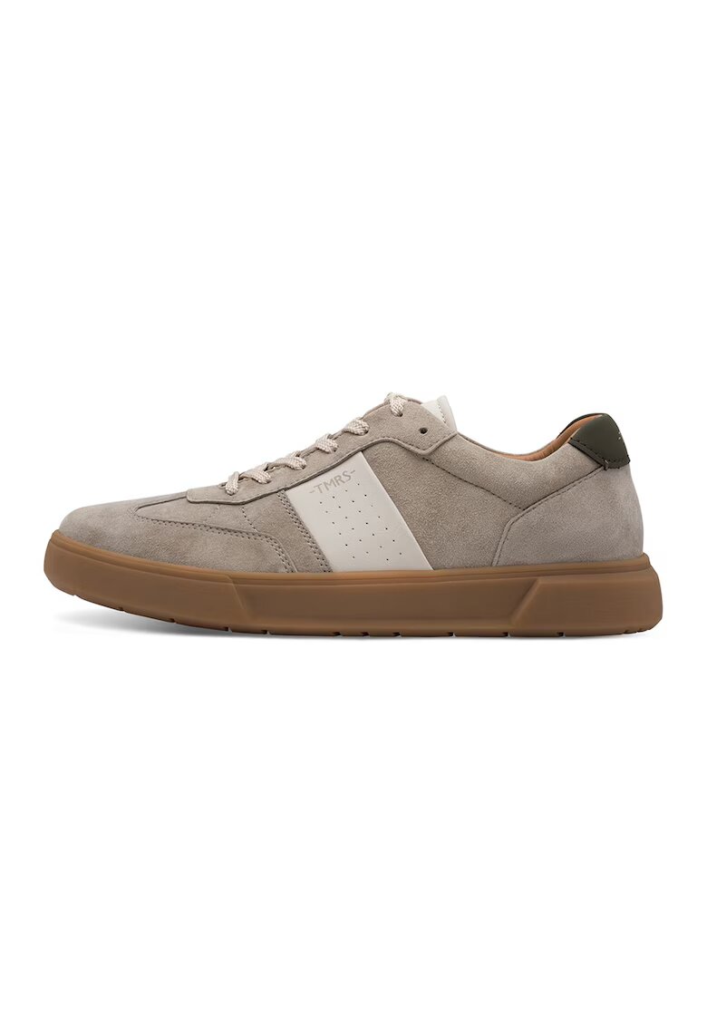 Tamaris Pantofi sport cu insertii din piele intoarsa - Maro taupe deschis/Caramel/Bej deschis