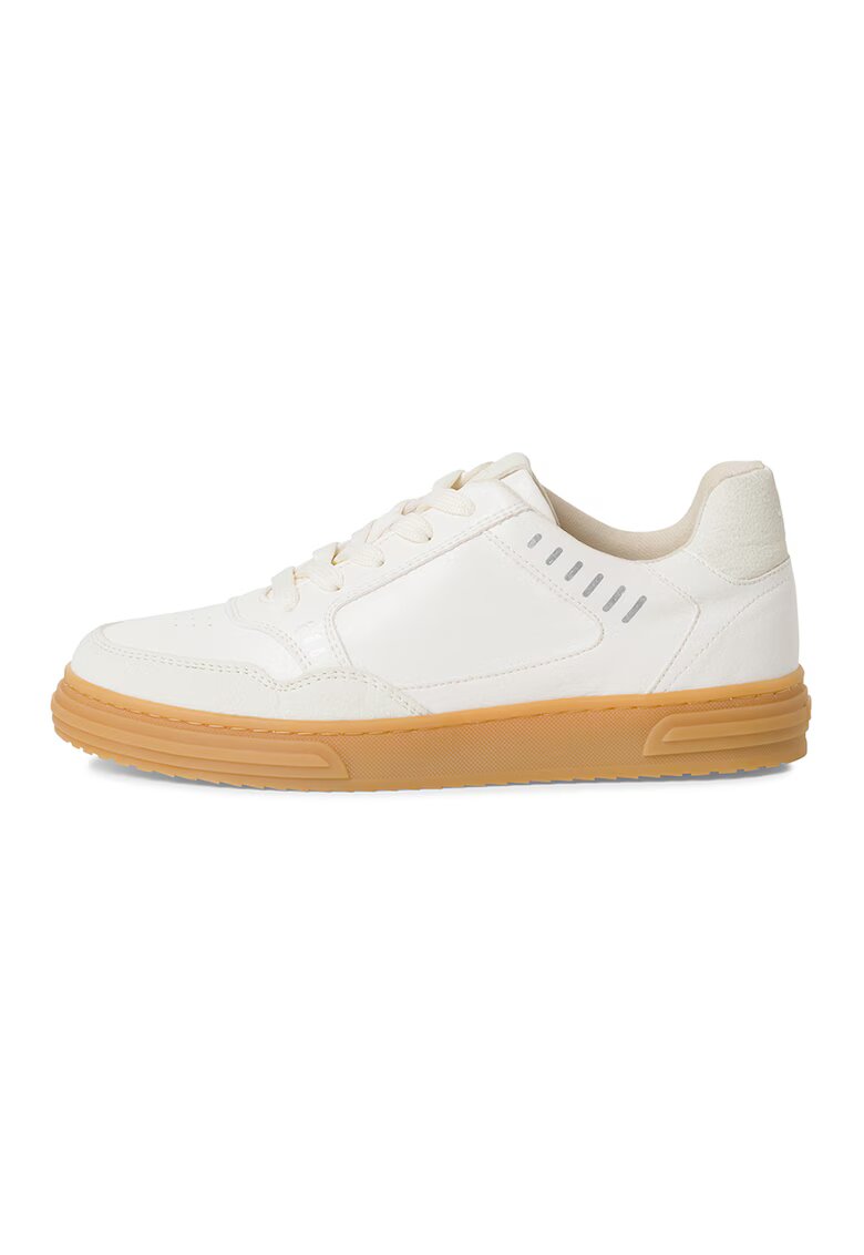 Tamaris Pantofi sport de piele ecologica cu varf rotunjit - Alb