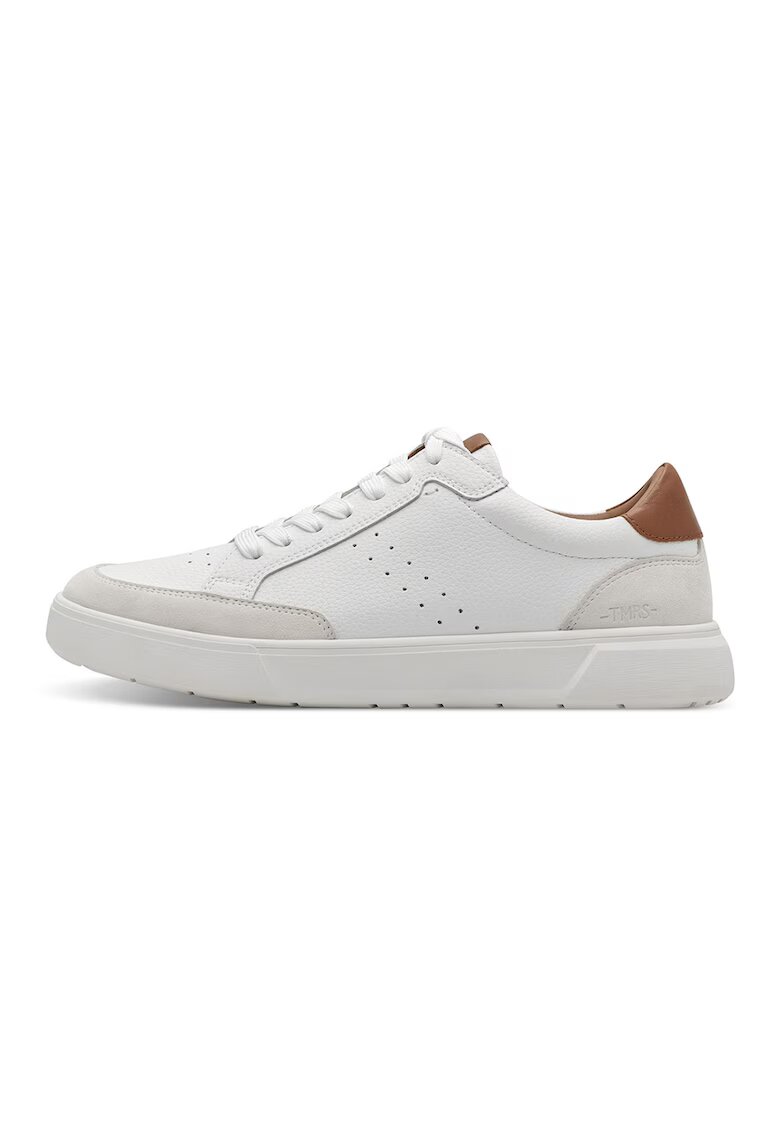 Tamaris Pantofi sport de piele ecologica si piele intoarsa - Gri deschis/Alb optic
