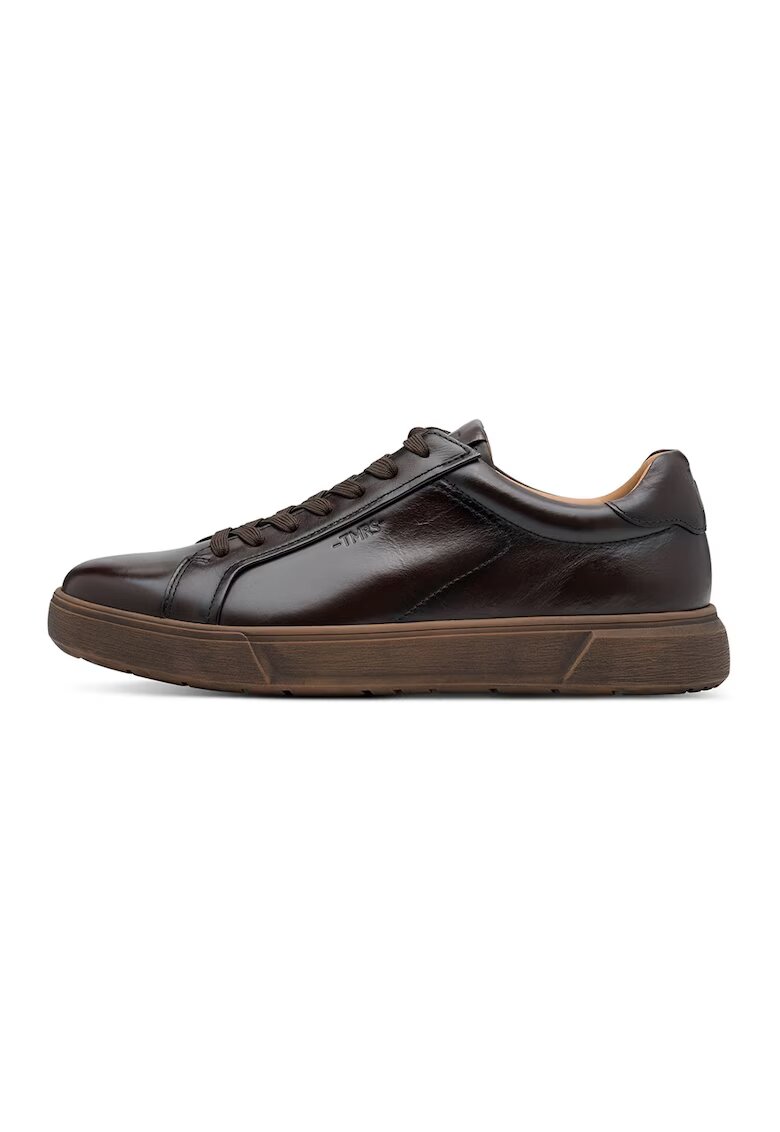 Tamaris Pantofi sport din piele cu varf rotund - Maro inchis/Maro inchis