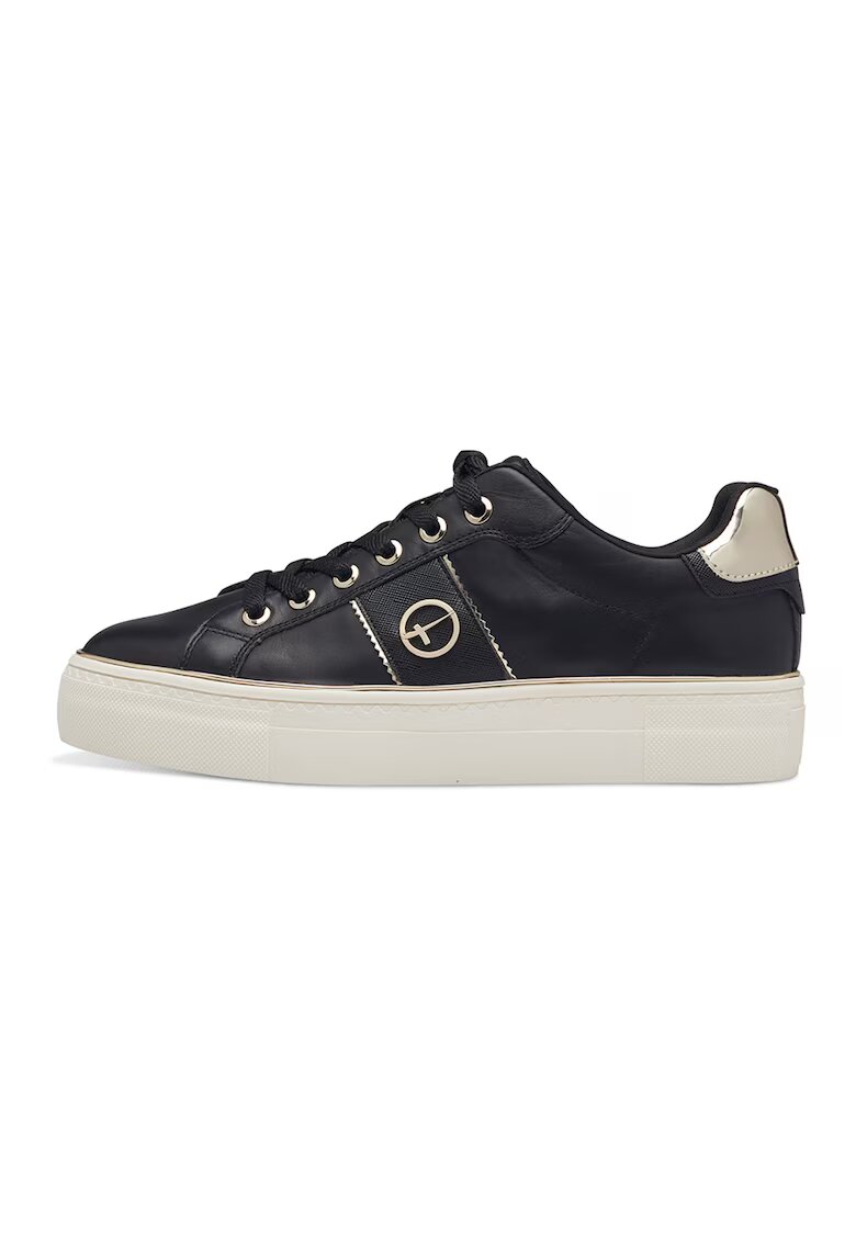 Tamaris Pantofi sport flatform cu detalii de piele - Negru