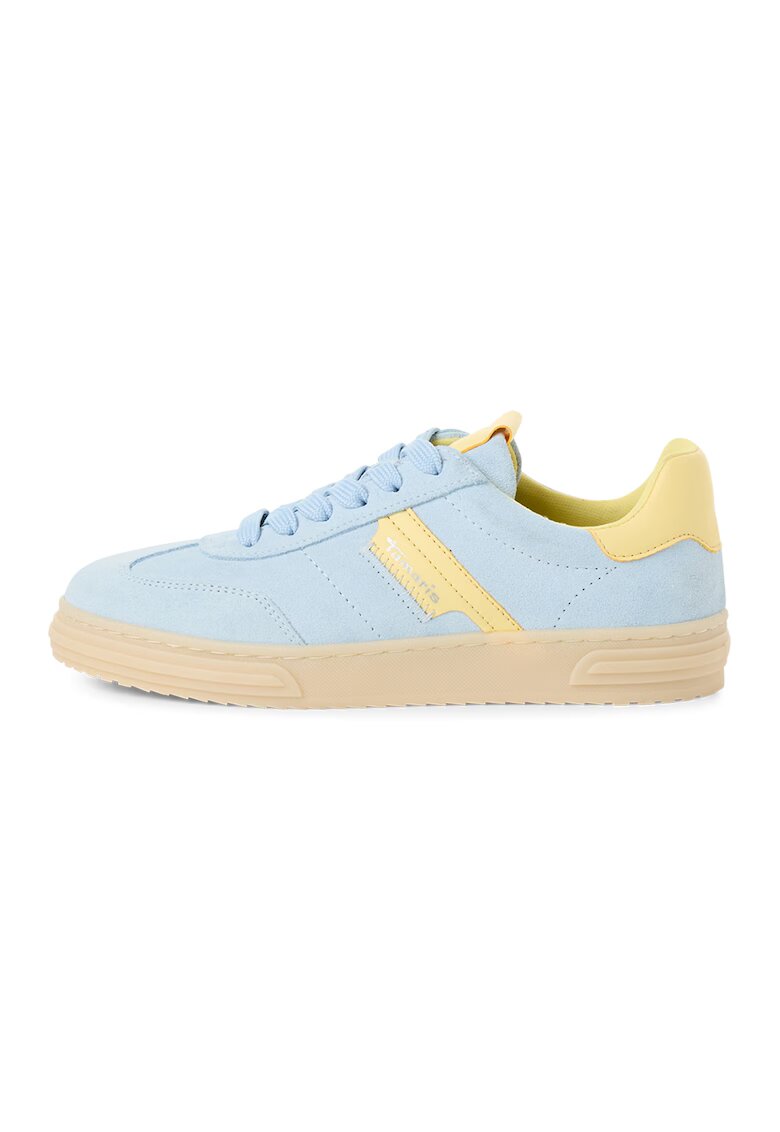 Tamaris Pantofi sport low-cut de piele intoarsa si piele ecologica - Galben deschis/Albastru deschis