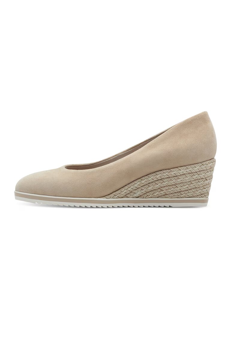 Tamaris Pantofi wedge de piele intoarsa - Bej