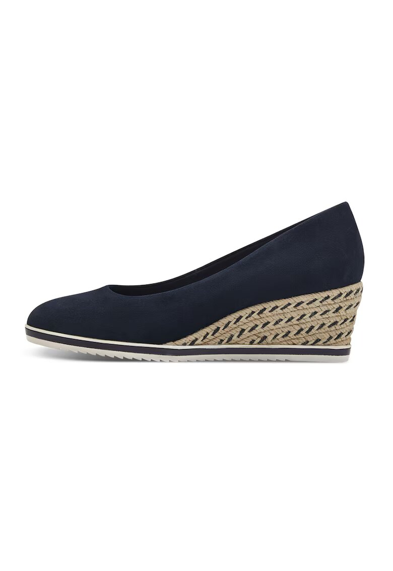 Tamaris Pantofi wedge de piele intoarsa - Bej/Bleumarin