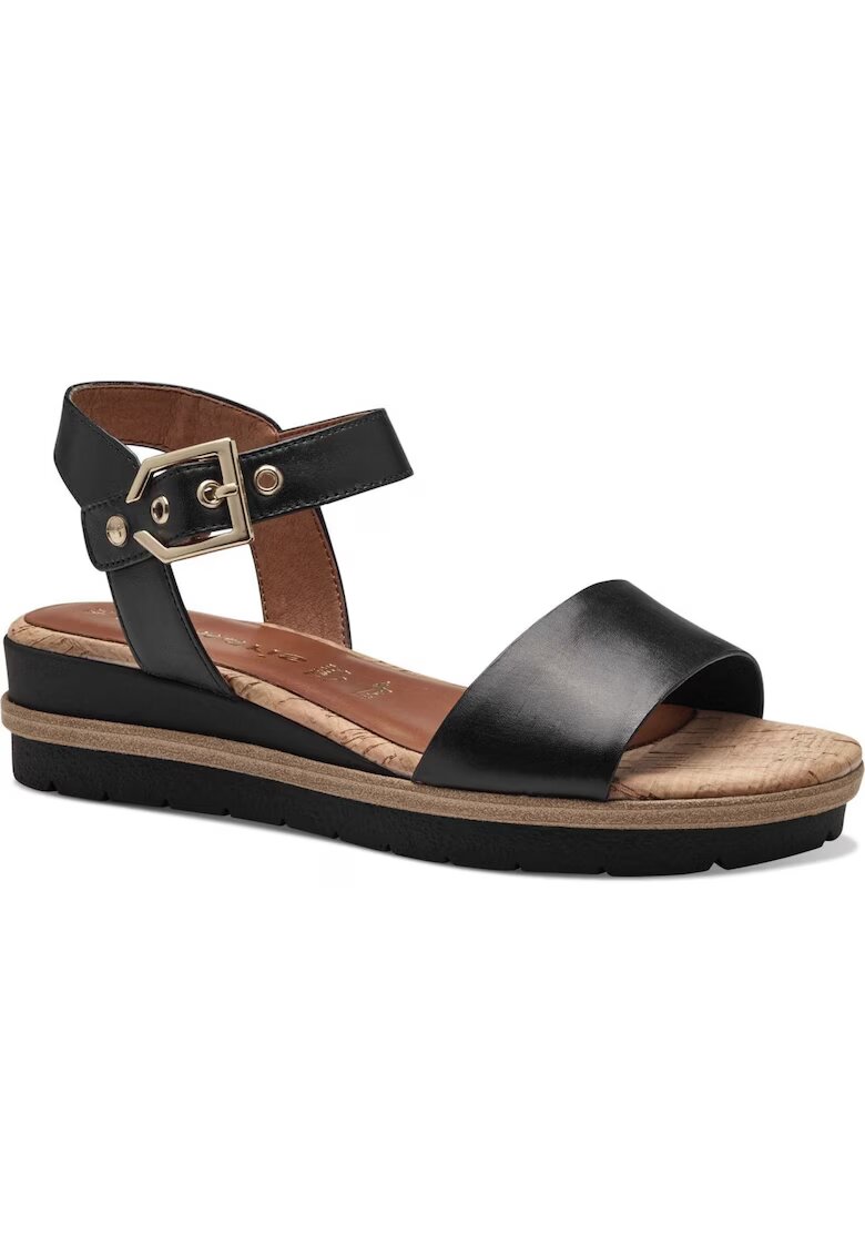 Tamaris Sandale dama - Piele naturala/Pluta - Negru - Negru