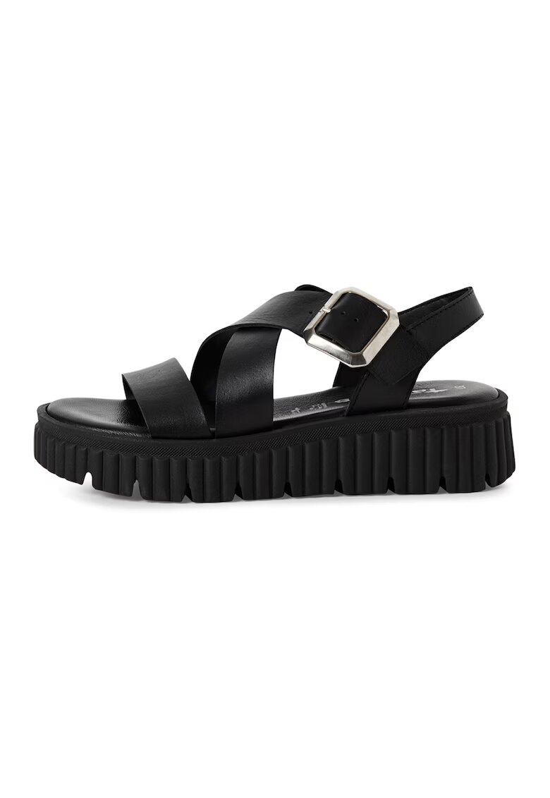 Tamaris Sandale de piele cu barete incrucisate - Negru