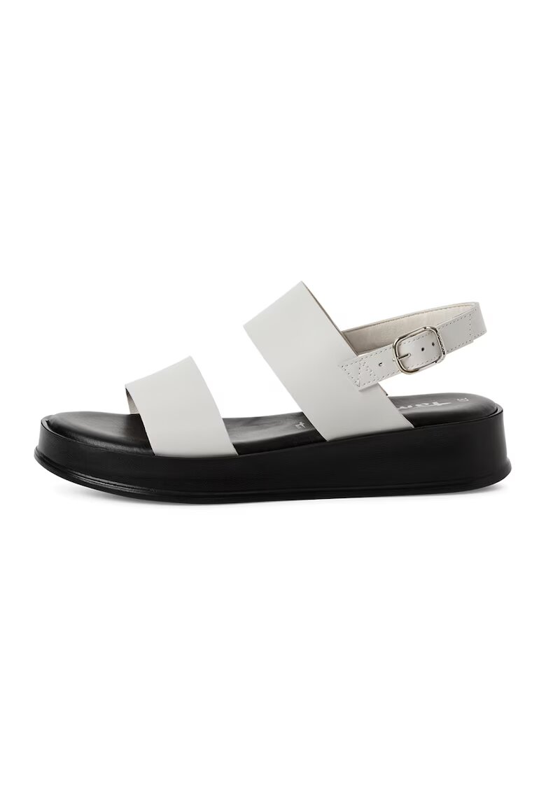 Tamaris Sandale din piele cu talpa wedge - Alb optic