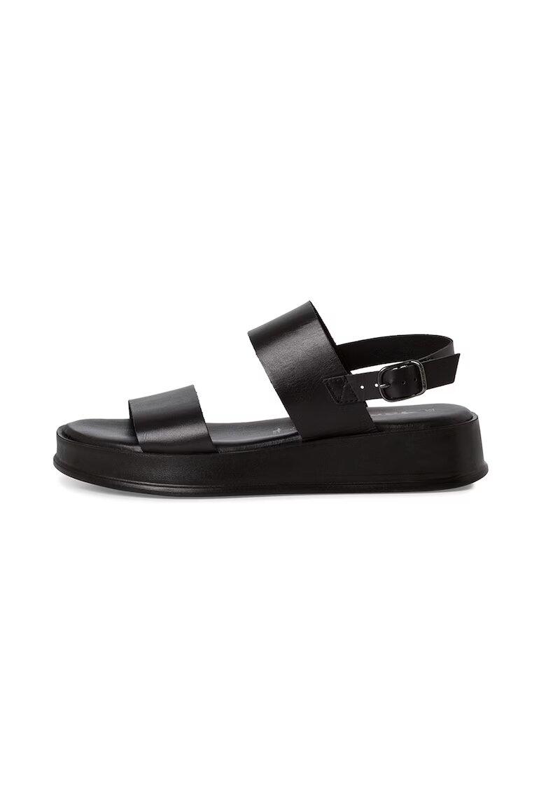 Tamaris Sandale din piele cu talpa wedge - Negru