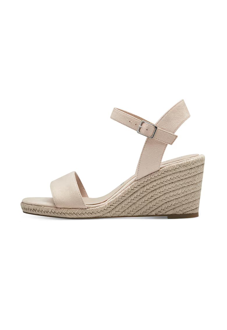 Tamaris Sandale-espadrile cu talpa wedge - Alb murdar