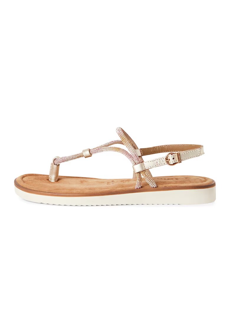 Tamaris Sandale slingback cu detalii de piele - Maro/Roz pal