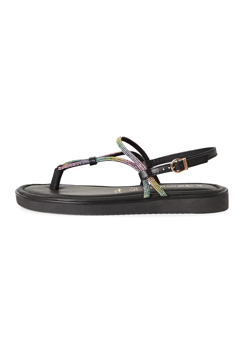 Tamaris Sandale slingback cu detalii de piele - Verde/Negru/Galben