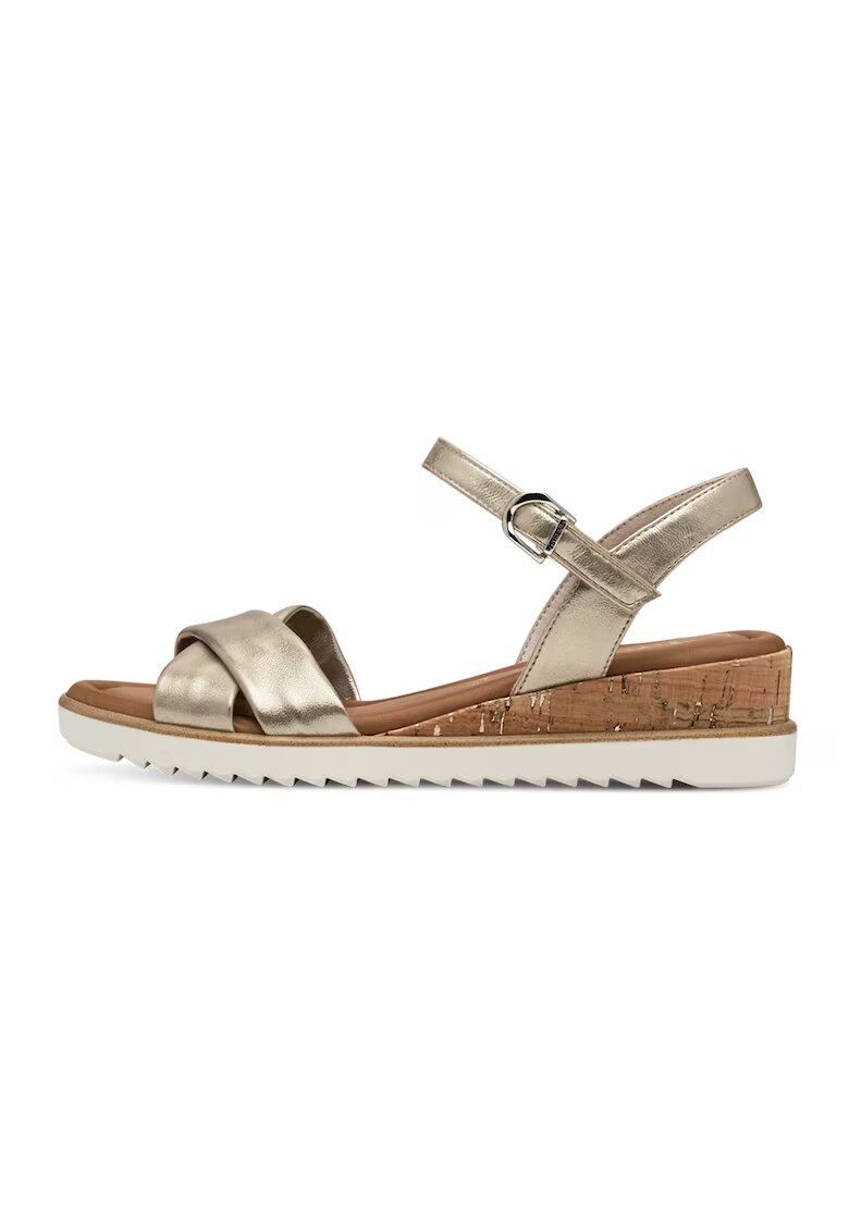 Tamaris Sandale wedge de piele ecologica - Auriu