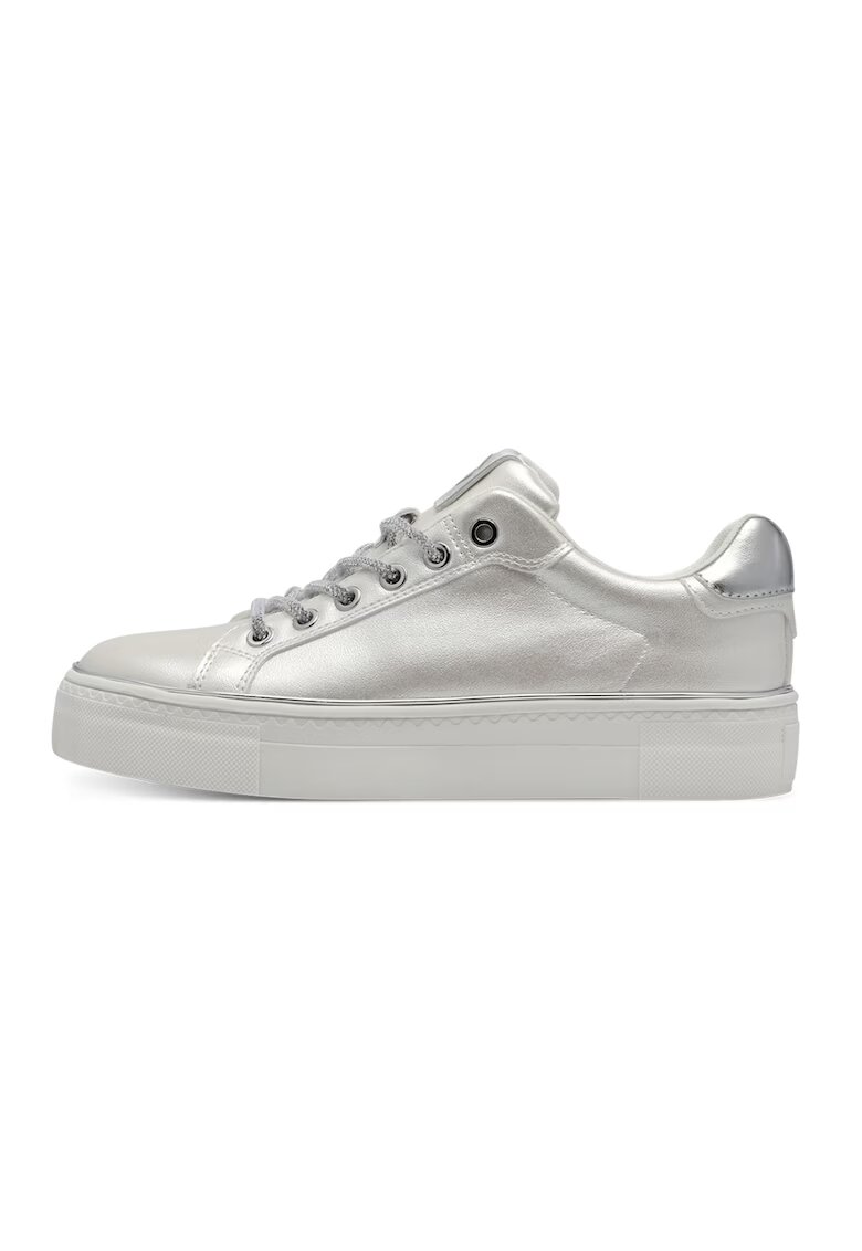 Tamaris Tenisi flatform cu aspect metalizat - Argintiu