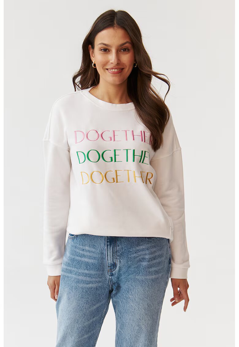 Tatuum Bluza sport cu decolteu la baza gatului - cu text brodat - Alb/Verde
