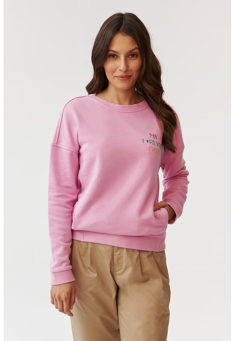 Tatuum Bluza sport cu decolteu la baza gatului - cu text brodat - Roz pastel