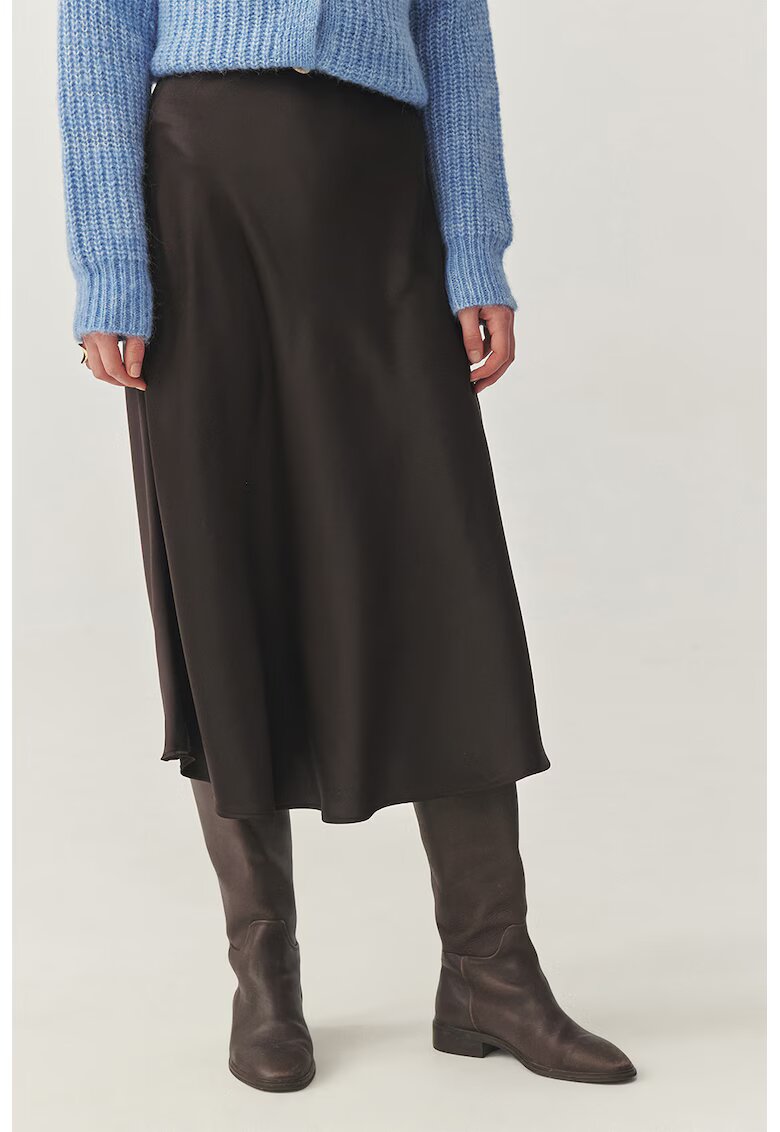Tatuum Fusta midi din satin - Gri antracit