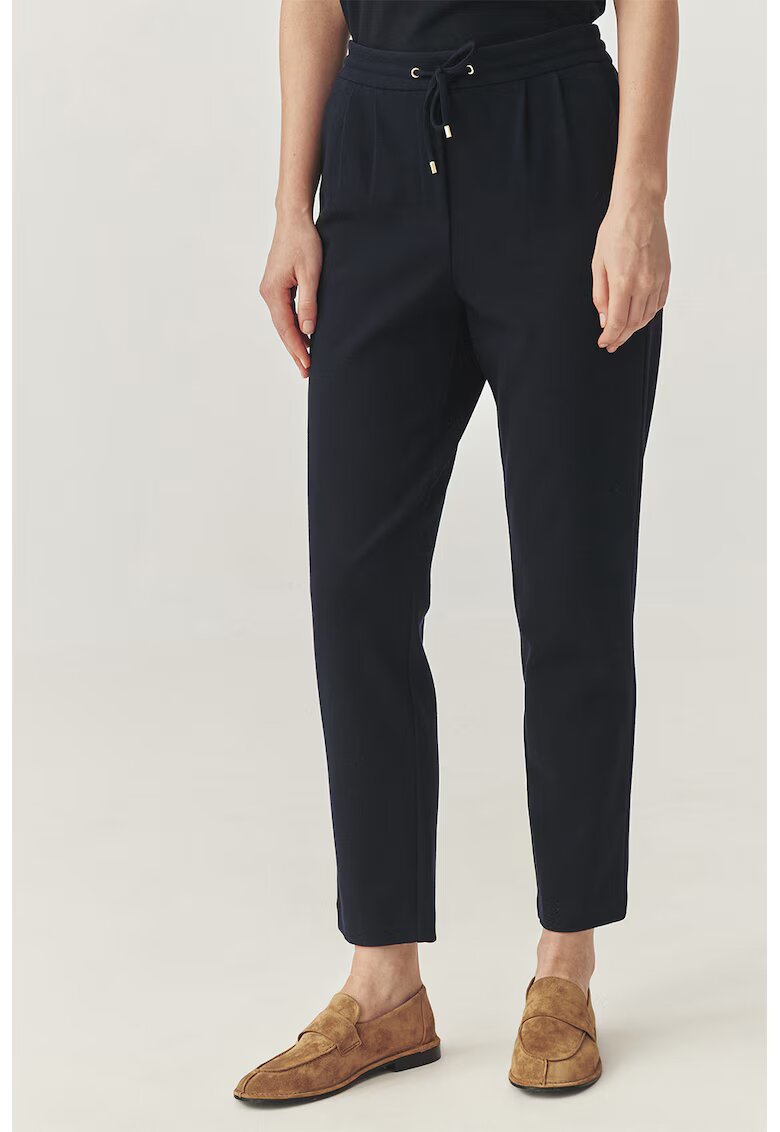 Tatuum Pantaloni crop cu croiala conica si snur - Negru