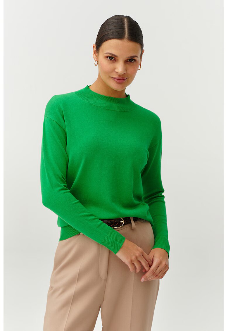 Tatuum Pulover cu model uni si guler scurt - Verde
