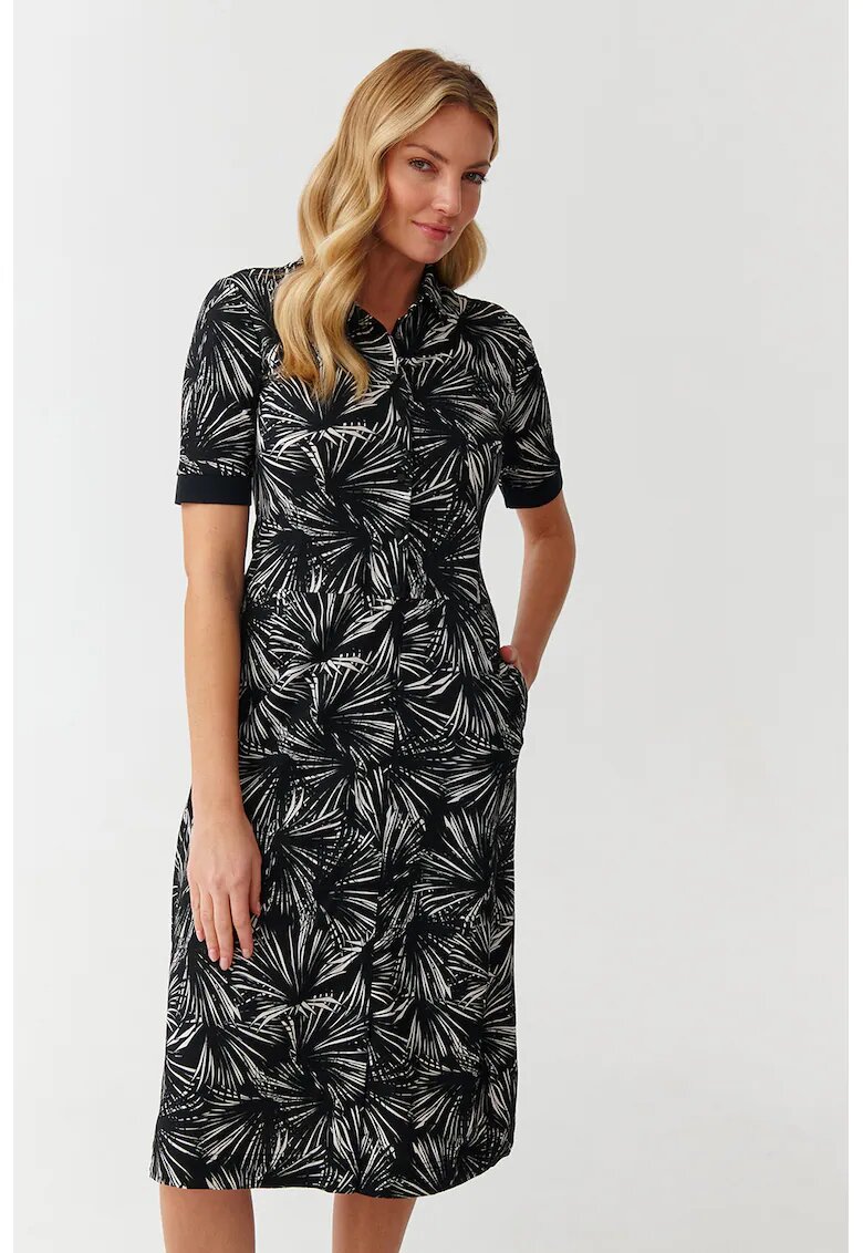 Tatuum Rochie-camasa cu buzunare laterale Joice - Alb/Negru