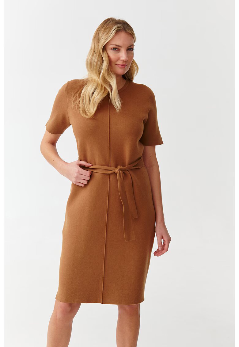 Tatuum Rochie cambrata din tricot cu cordon in talie Jennifer - Caramel