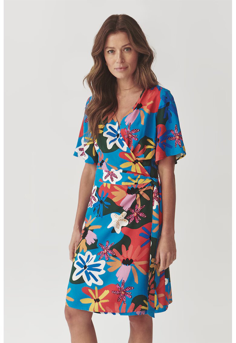 Tatuum Rochie scurte petrecuta cu model - Galben sofran/Albastru royal/Rosu vermillion