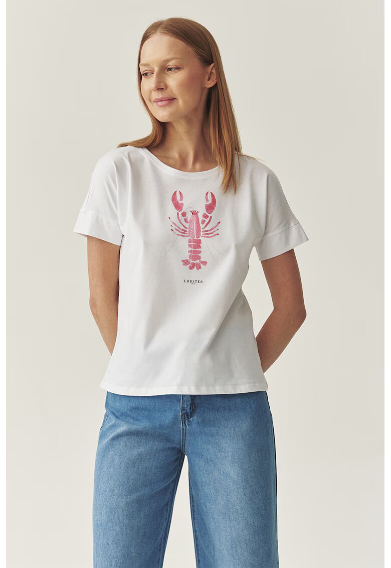 Tatuum Tricou lejer din bumbac cu imprimeu - Roz pastel/Alb optic