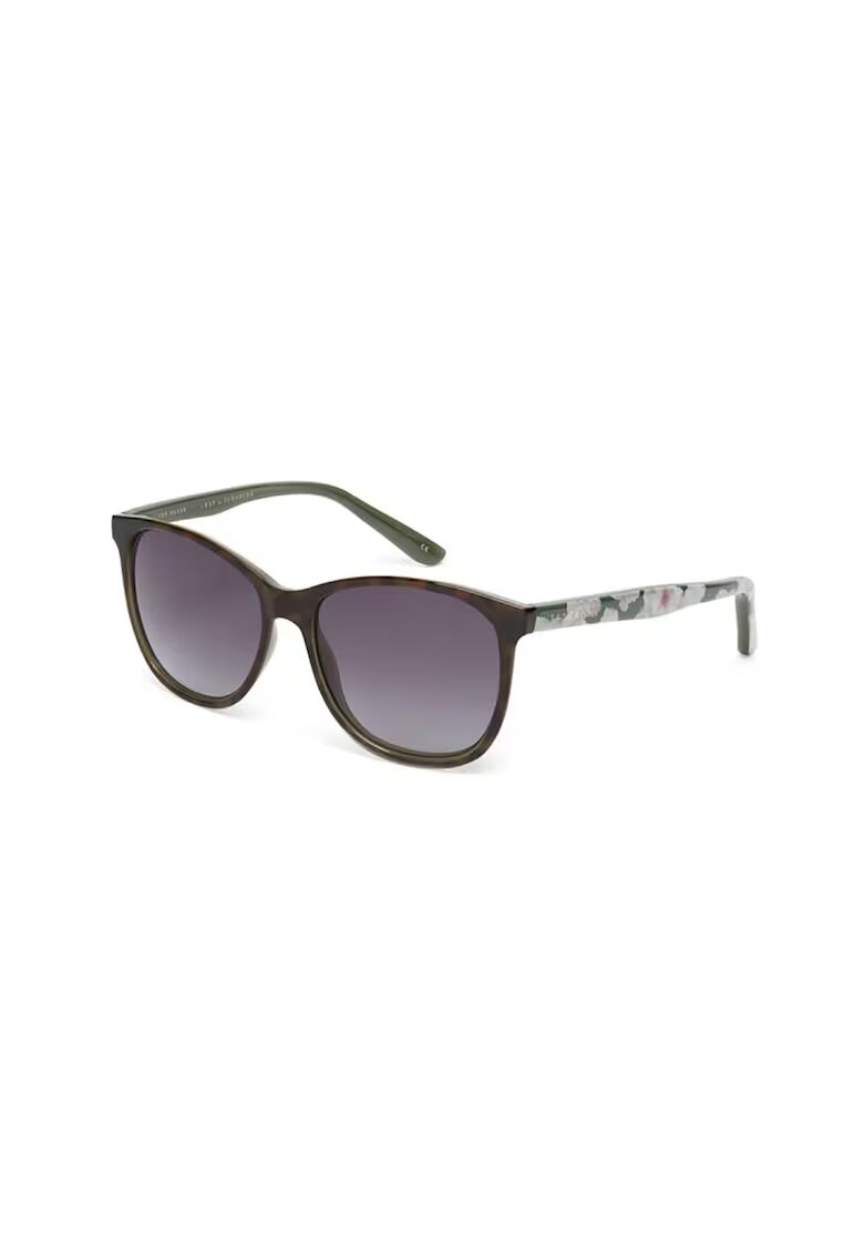 Ted Baker Ochelari de soare patrati cu model floral pe brate - Verde/Maro inchis