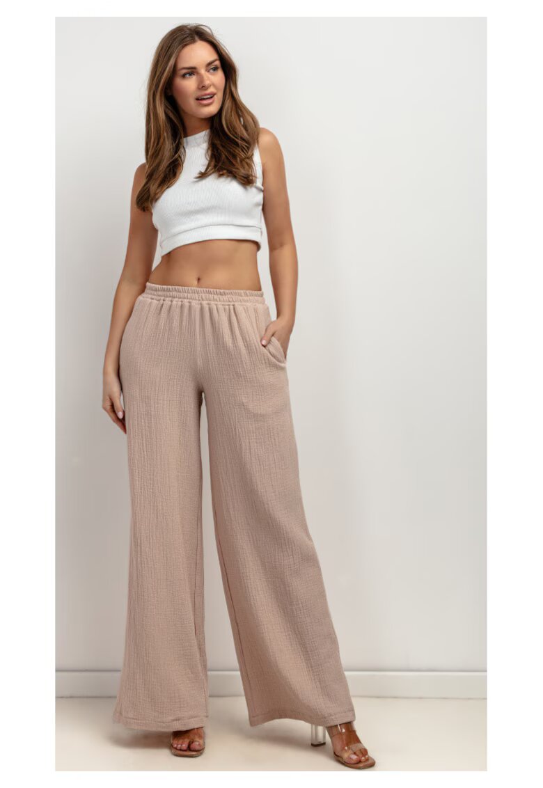 Tessita Pantaloni cu croiala ampla si aspect texturat