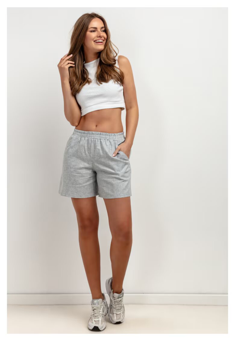 Tessita Pantaloni scurti cu talie elastica - din amestec de in
