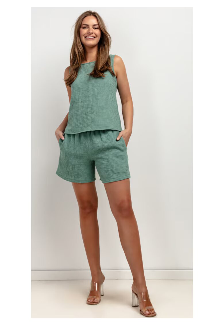 Tessita Pantaloni scurti din bumbac cu aspect texturat