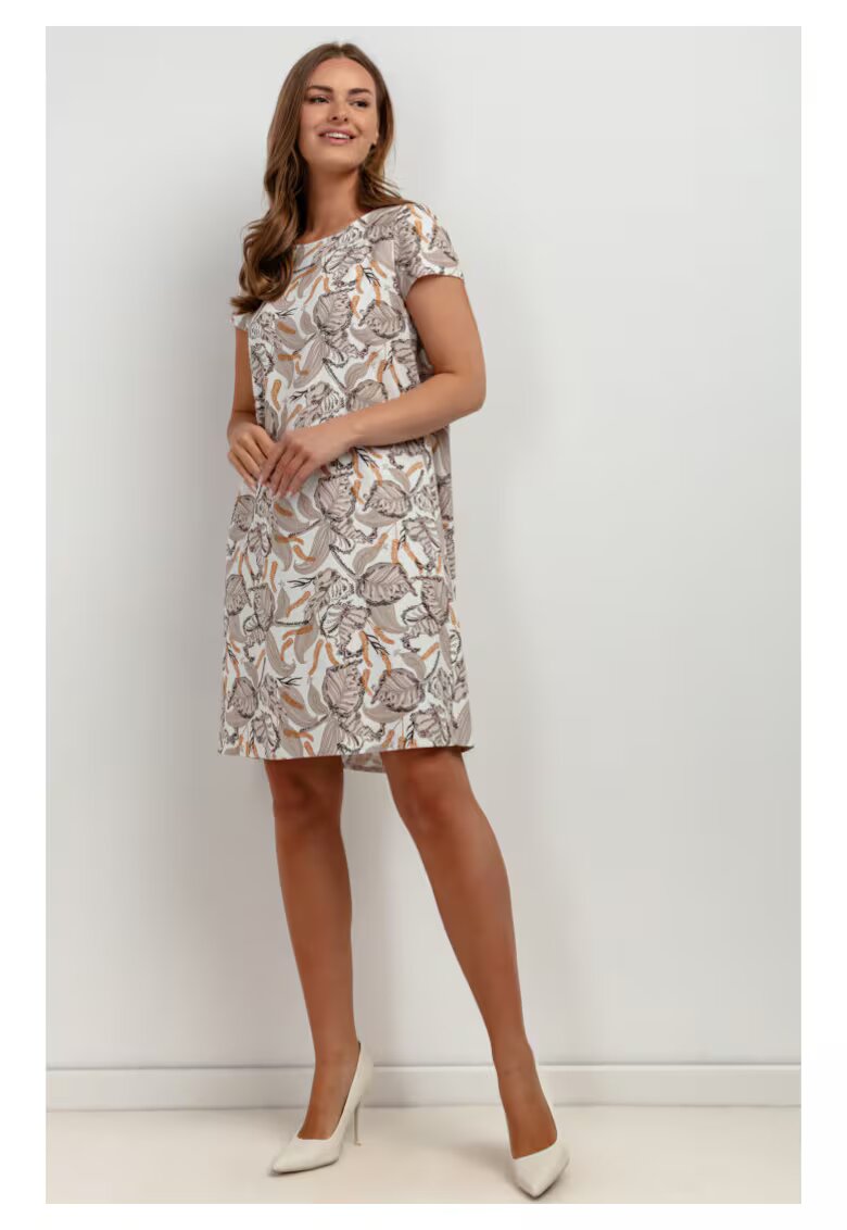Tessita Rochie cu imprimeu floral si amestec din in